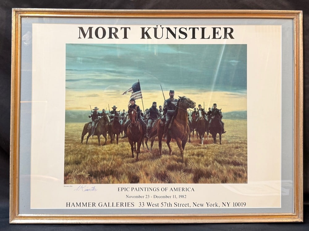 HAND SIGNED MORT K?NSTLER 1982 EXHIBITION POSTER, SHERIDAN?S MEN, HAMMER GALLERIES NEW YORK, 21IN x (1 of 7)