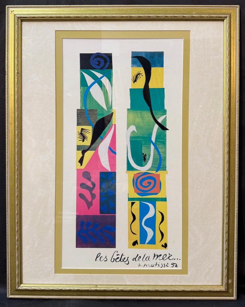 HENRI MATISSE (1869-1954) LITHOGRAPH TITLED LES BETES DE LA MER, 23IN x 29IN (58cm x 74cm) (1 of 6)