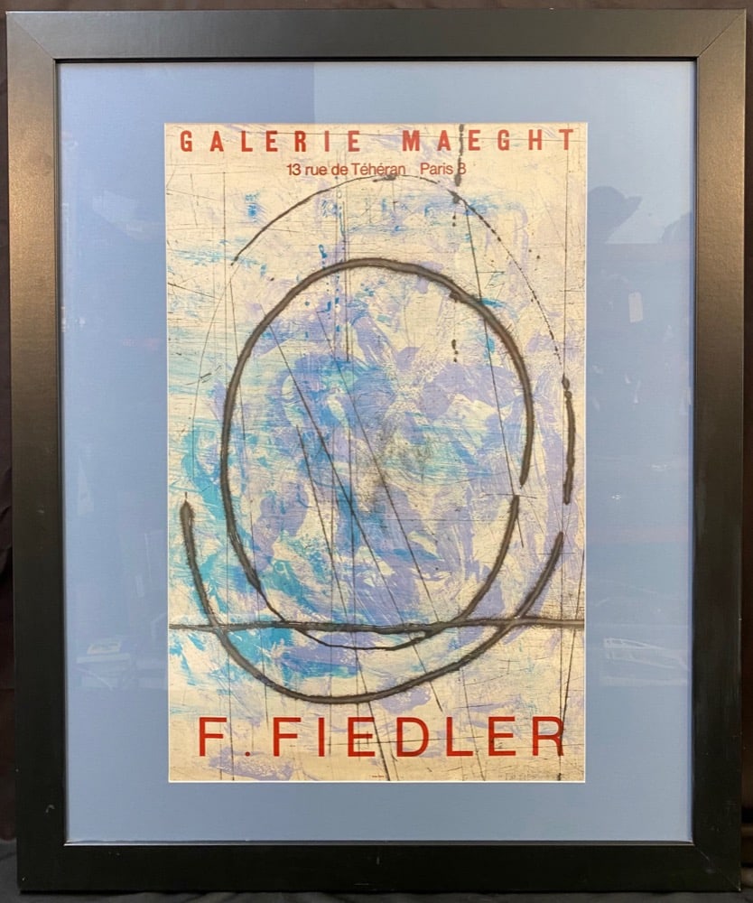 FRANCOIS FIELDER (1921-2001) ORIGINAL GALERIE MAEGHT EXHIBITION POSTER, 29.5IN x 35.5IN (75cm x: Original exhibition poster by celebrated Czech and French artist Francois Fielder (1921-2001). The underlying piece in this poster is titled Abstract Composition in Blue, which is after the original t