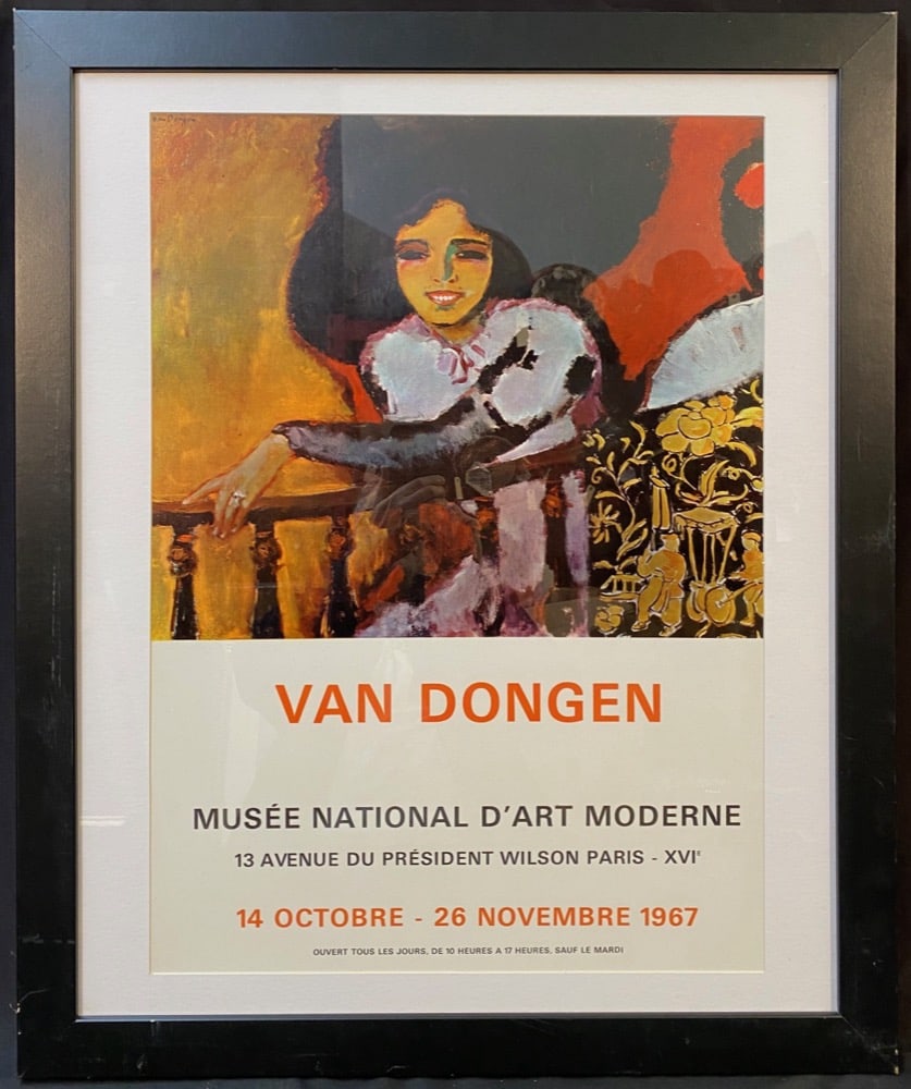 ORIGINAL KEES VAN DONGEN (1877-1968) MUSEE NATIONAL D?ART MODERNE EXHIBITION POSTER, 29.5IN x 35.5IN: Original Kees Van Dongen (1877-1968) poster for an exhibition at the Musee National D’Art Moderne in 1967. The underlying piece used for the poster is titled Femme a la Balustrade, after the ori