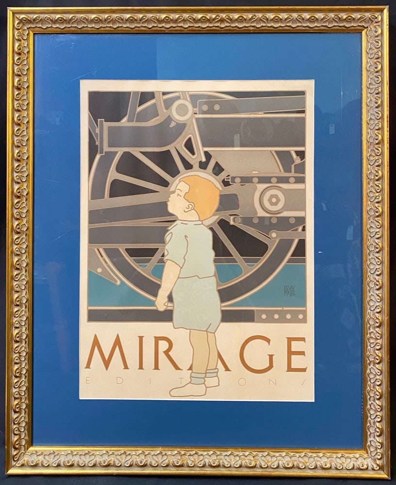 DAVID LANCE GOINES (1945) ORIGINAL LITHOGRAPH TITLED BOY AND TRAIN, MIRAGE EDITIONS, 27IN x 33IN (1 of 7)