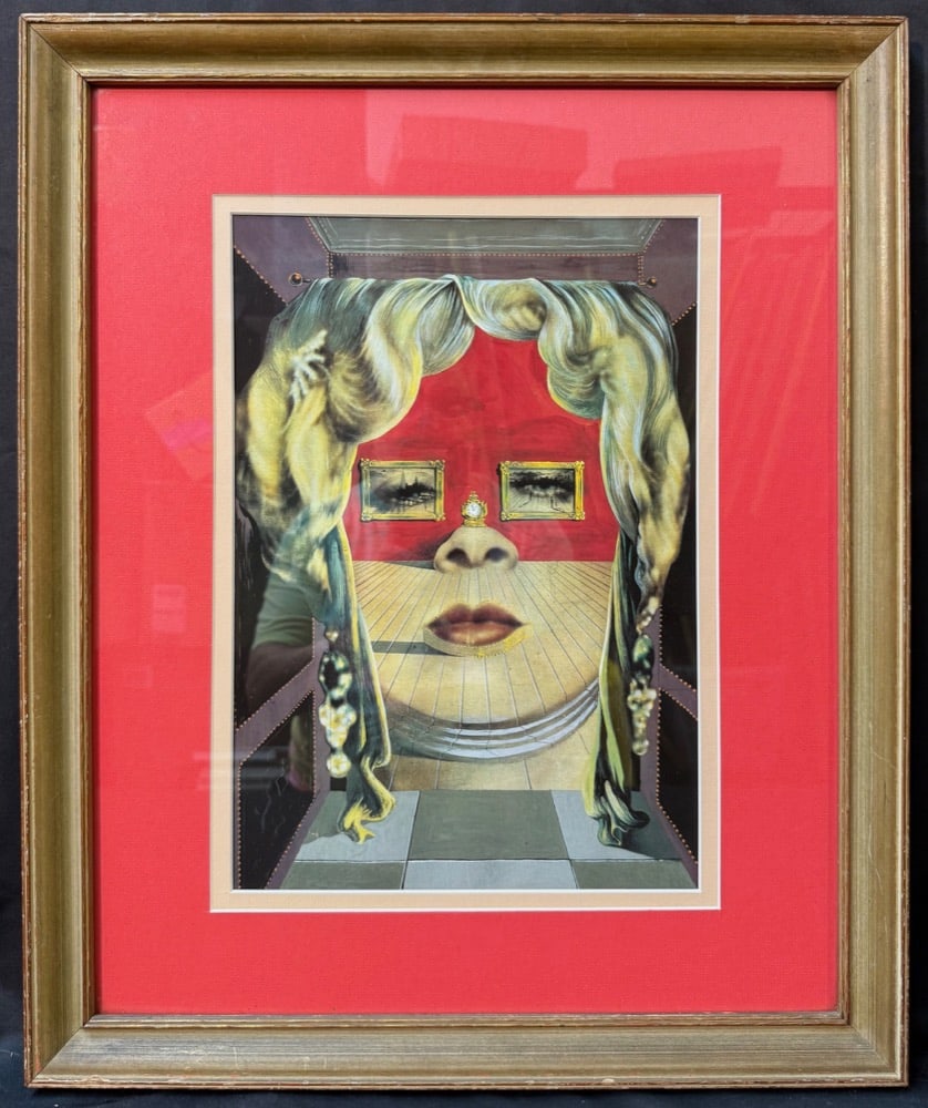 SALVADOR DALI (1904-1989) LITHOGRAPH TITLED FACE OF MAE WEST, 20.5 IN x 24.5IN (52cm x 62cm): Salvador Dali (1904-1989) authorized lithograph which is titled Face of Mae West (can be used as a surrealist apartment). This piece is after the original which was painted in 1934-1935 and is now par