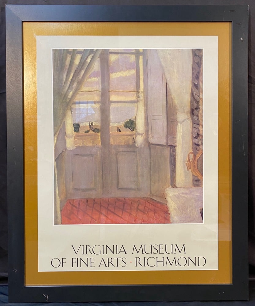 ORIGINAL HENRI MATISSE (1869-1954) VIRGINIA MUSEUM OF FINE ART EXHIBITION POSTER, 31IN x 38IN (79cm: Henri Matisse (1869-1954) original Exhibition poster for the Virginia Museum of Fine Art (VMFA) in Richmond, VA. The underlying piece is titled Interior, which is after the original which was painted 