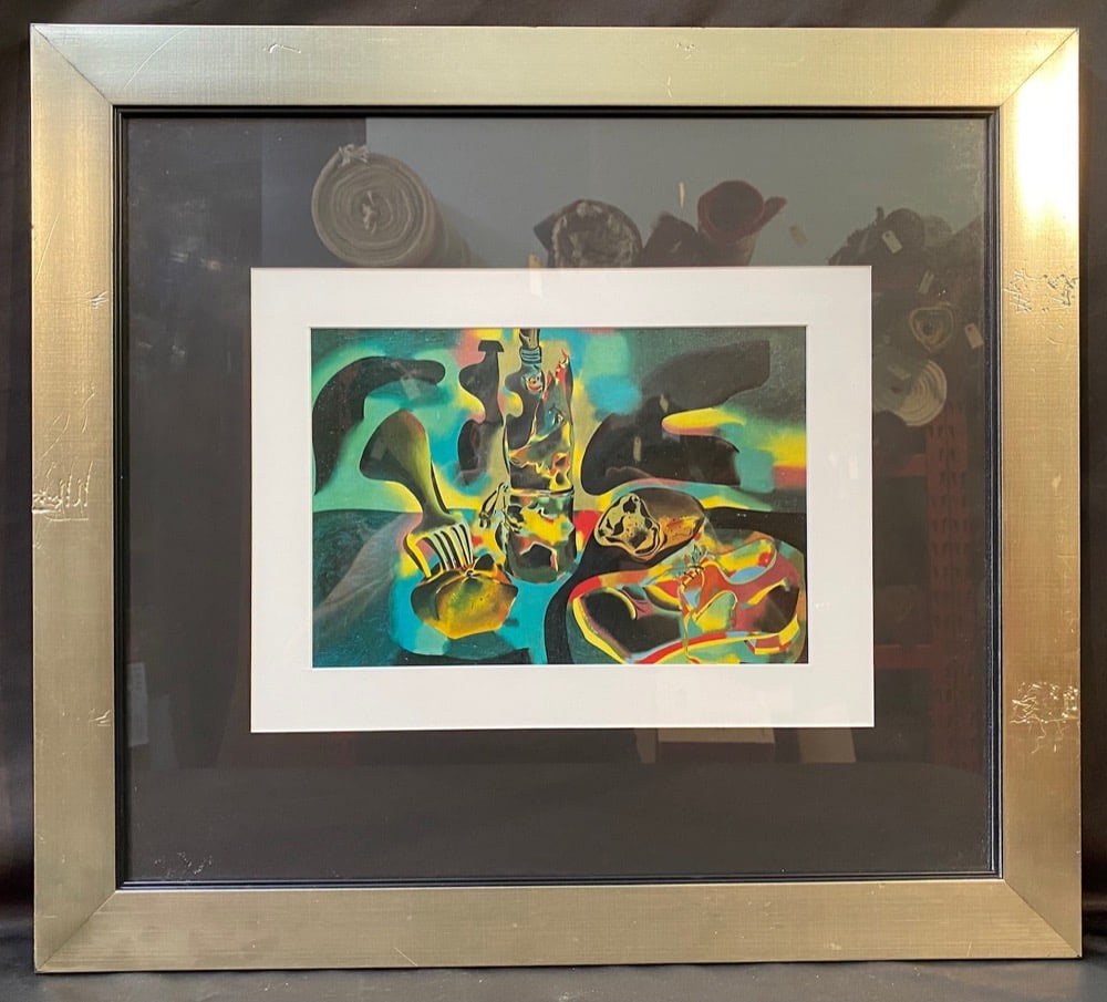 JOAN MIRO (1893-1983) LITHOGRAPH TITLED STILL LIFE WITH OLD SHOE, 21.5IN X 24IN (55cm X 61cm): Lithograph by Spanish artist Joan Miro (1893-1983) titled Still Life with Old Shoe. This piece is after the original which was painted in 1937 and currently hangs at the MOMA in New York City. With fr