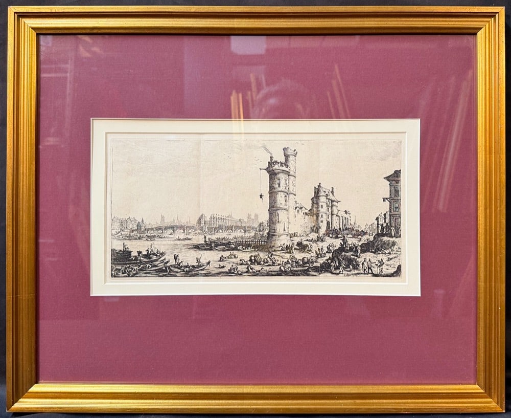 JACQUES CALLOT (1592-1635) ETCHING TITLED VUE DU PONT NEUF, 18IN x 22IN (46cm x 56cm) (1 of 8)