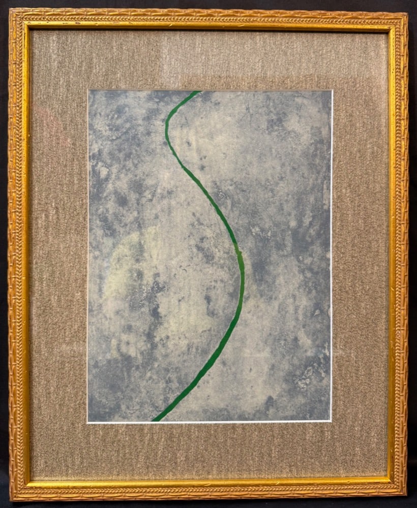 FRANCOIS FIELDER (1921-2001) UNTITLED LITHOGRAPH, 17IN x 21.5IN (43cm x 55cm): Francois Fielder (1921-2001) untitled lithograph. This piece was produced in 1967 in Paris, France for Derriere le Mirior. With frame, it measures 17 inches x 21.5 inches. It is matted and framed unde