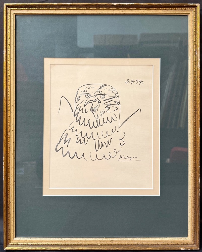 AFTER PABLO PICASSO (1881-1973) LITHOGRAPH OF AN OWL DRAWING, 15IN x 18.5IN (38cm x 47cm) (1 of 6)