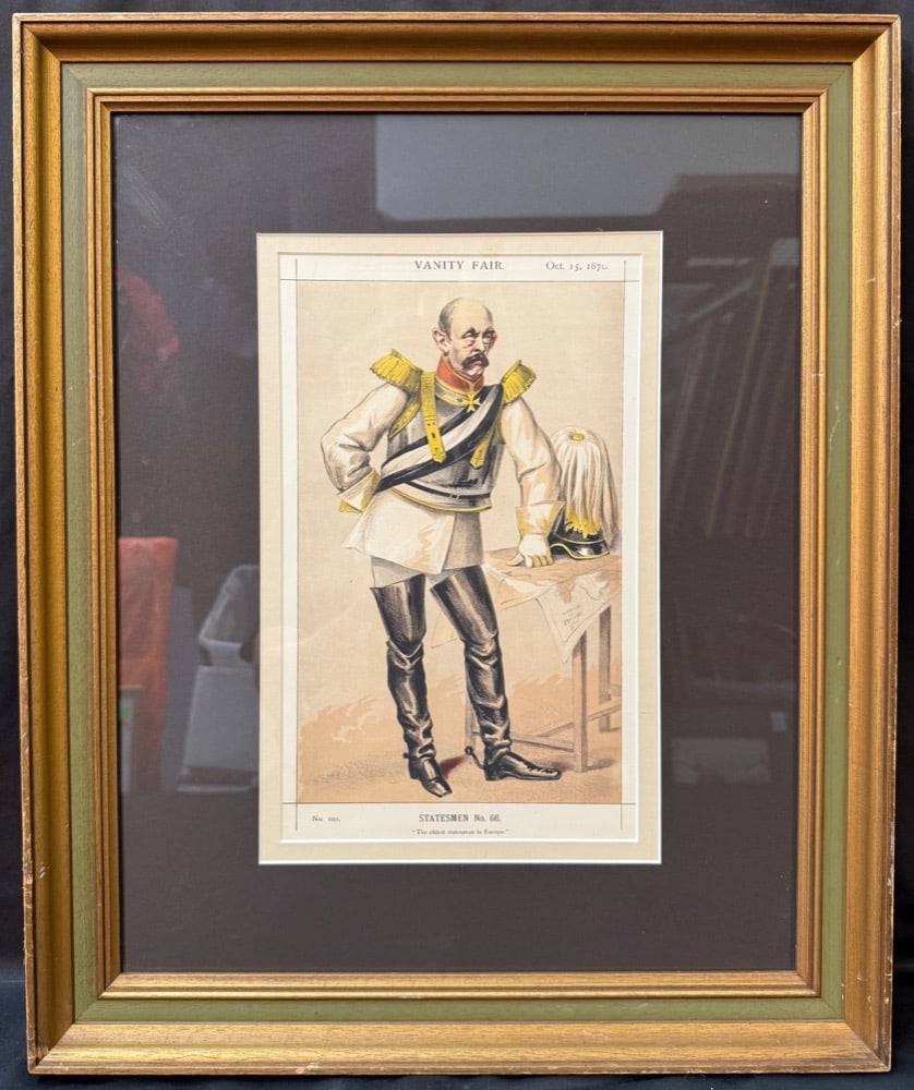 ORIGINAL VANITY FAIR CARICATURE OF COUNT VON BISMARCK-SCHOENAUSEN BY JAMES JACQUES JOSEPH TISSOT: Original Vanity Fair caricature of Count Von Bismarck-Schoenausen. Original Vanity Fair Prints Caricatures and Spy Prints are generally super lithographs that were produced weekly between 1869 and 191