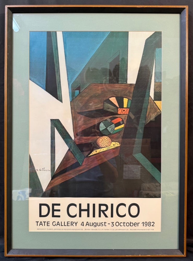 GIORGIO DE CHIRICO (1888-1978) ORGINAL TATE GALLERY ART EXHIBIT POSTER, 24IN x 33IN (61cm x 84cm) (1 of 6)