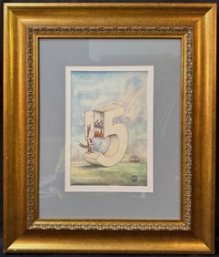 SAUL STEINBERG (1914-1999) ORIGINAL LITHOGRAPH TITLED FIVE, 22.5IN x 26.5IN (57cm x 67cm)