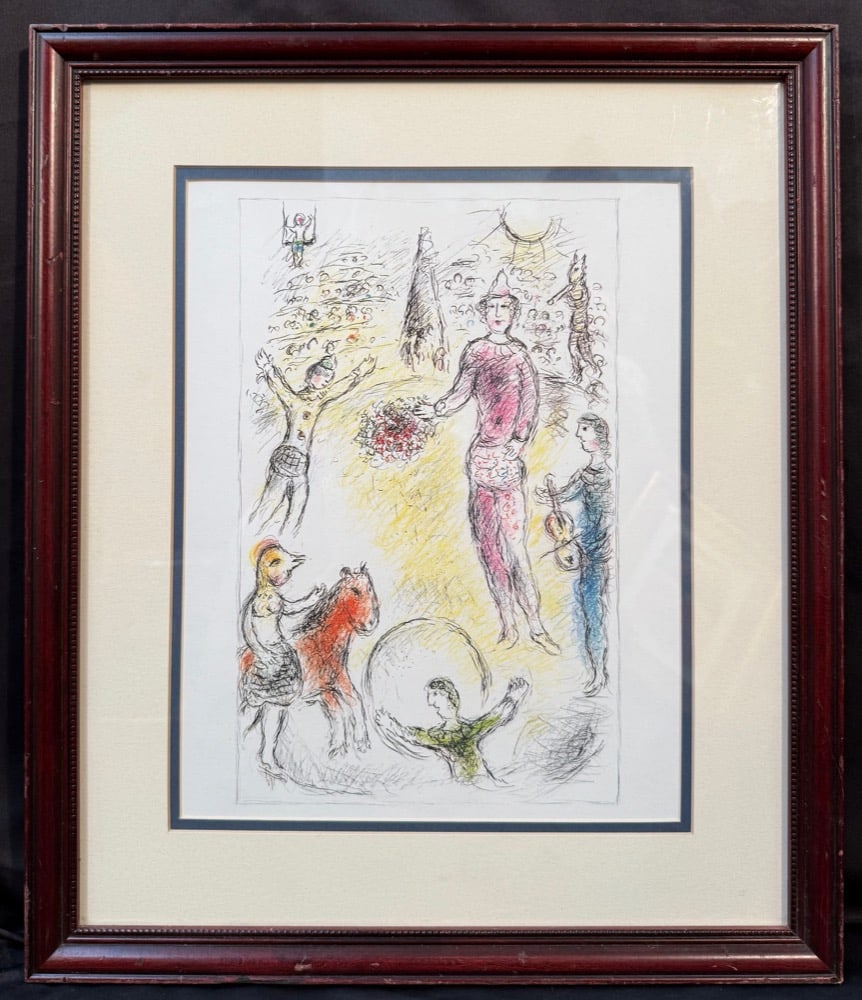 MARC CHAGALL (1887-1985) ORIGINAL LITHOGRAPH TITLED LES CLOWNS MUSICIENS, 1981, 17IN X 20IN (43cm X (1 of 3)
