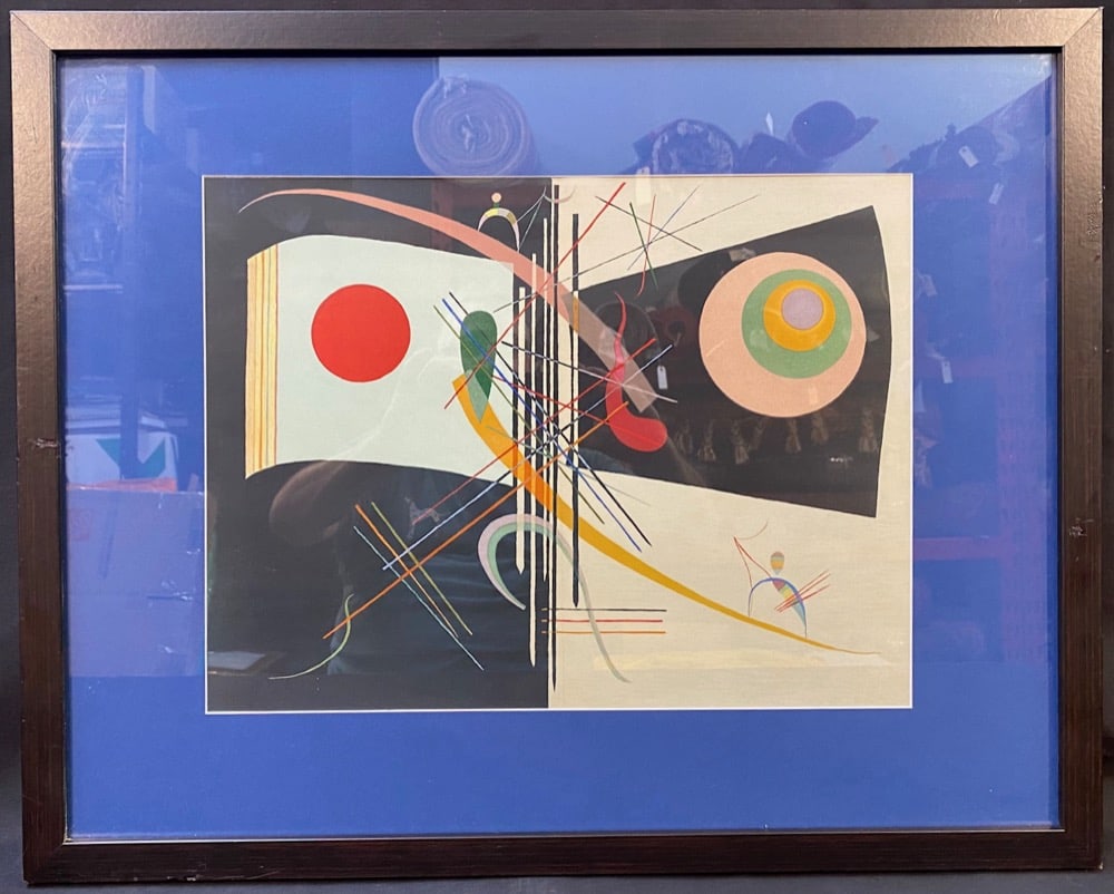 WASSILY KANDINSKY (1866-1944) ORIGINAL LITHOGRAPH TITLED IMPROVISATION XXXI, 21.5IN x 27IN (55cm x: Wassily Kandinsky (1866-1944) original lithograph titles Improvisation XXXI. This lithograph was produced on heavy stock vellum paper in 1969 in Paris for Derriere le Mirior, number 179. With frame, i