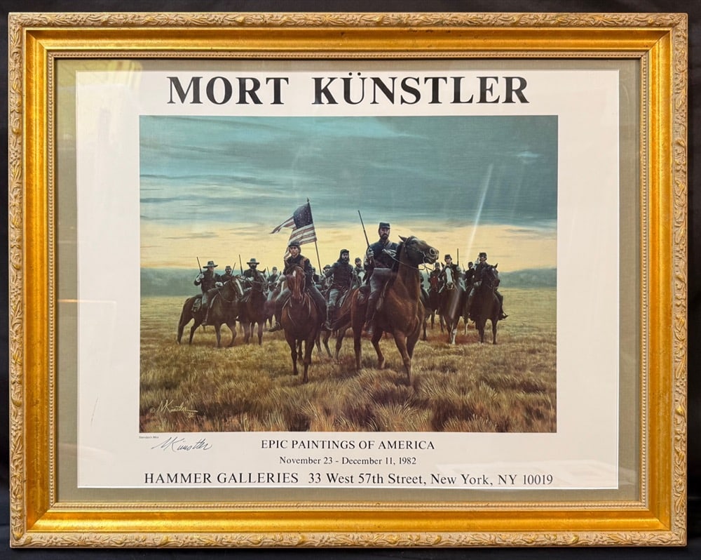 HAND SIGNED MORT K?NSTLER 1982 EXHIBITION POSTER, SHERIDAN?S MEN, HAMMER GALLERIES NEW YORK, 21IN x (1 of 7)