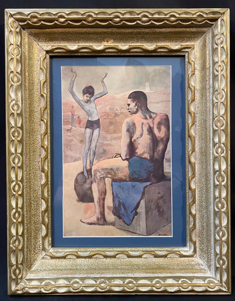 AFTER PABLO PICASSO (1881-1973) LITHOGRAPH TITLED FILLETTE A LA BOULE, 14.5IN x 16.5IN (55cm x 61cm): After Pablo Picasso (1881-1973) lithograph titled Fillette a la Boule, after the original which was painted in 1905 and now hangs in the Pushkin Fine Arts Museum in Moscow. This piece was produced in 