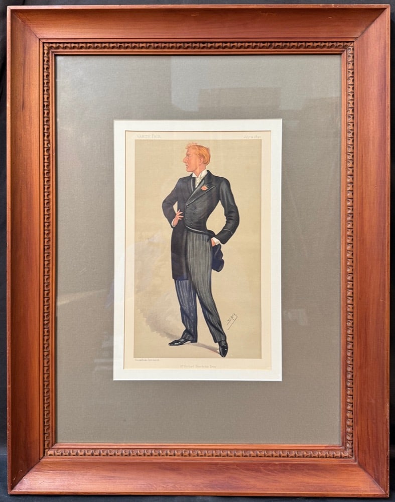ORIGINAL VANITY FAIR CARICATURE OF HERBERT BEERBOHM TREE WITH COA, 1890, 21.5IN x 27.5IN (55cm x (1 of 10)