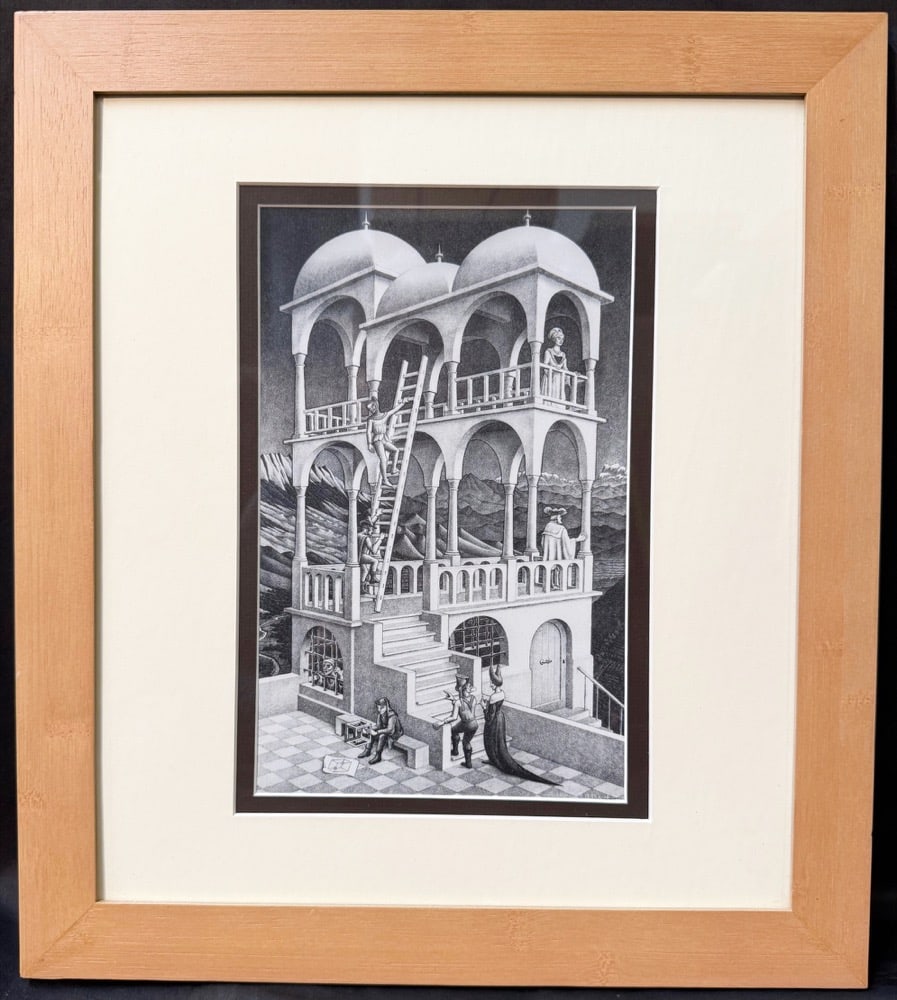 M.C. ESCHER (1898-1972) LITHOGRAPH TITLED BELVEDERE, 1958, 16IN x 17.5IN (41cm x 44cm) (1 of 5)