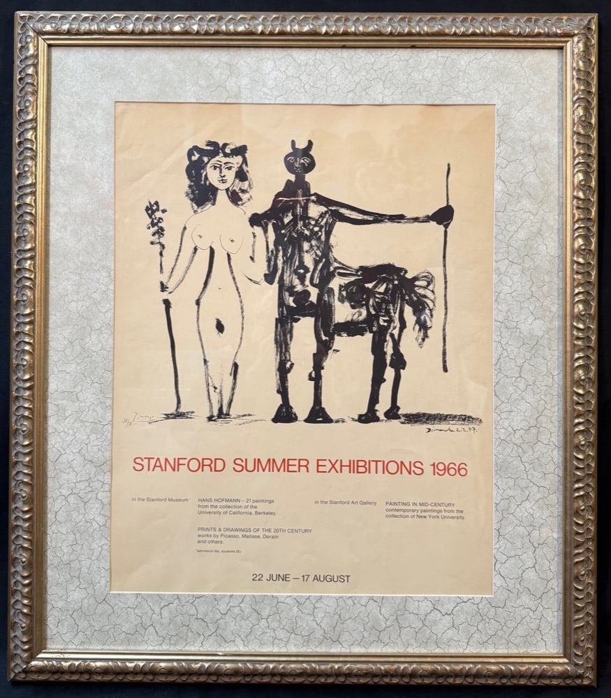 AFTER PABLO PICASSO (1881-1973) ORGINAL STANFORD ART EXHIBIT POSTER, 27.0IN x 31.0IN (69cm x 79cm): After Pablo Picasso (1881-1973) original Stanford Art exhibit poster for their 1966 Summer Exhibitions. The underlying piece is titled Centaure et Bacchante, which is after the original which was crea