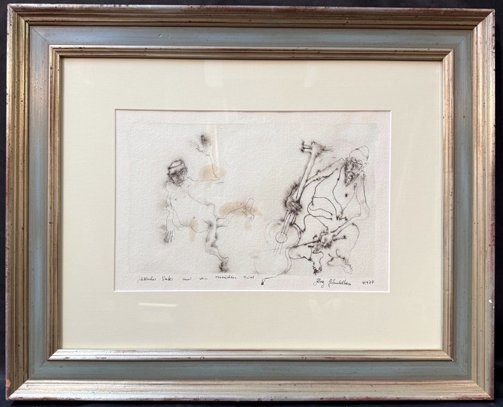JORG SCHULTHESS (1941-1992) HAND SIGNED, ABSTRACT MIXED-MEDIA DRAWING, 18IN x 22IN (46cm x 56cm) (1 of 5)