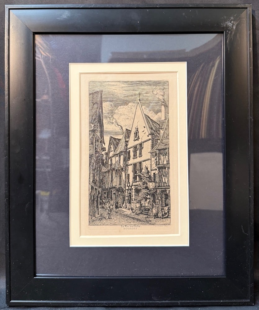CHARLES MERYON (1821-1868) ETCHING AND DRYPOINT TITLED LA RUE DES TOILES, A BOURGES, 14IN x 17IN (1 of 7)