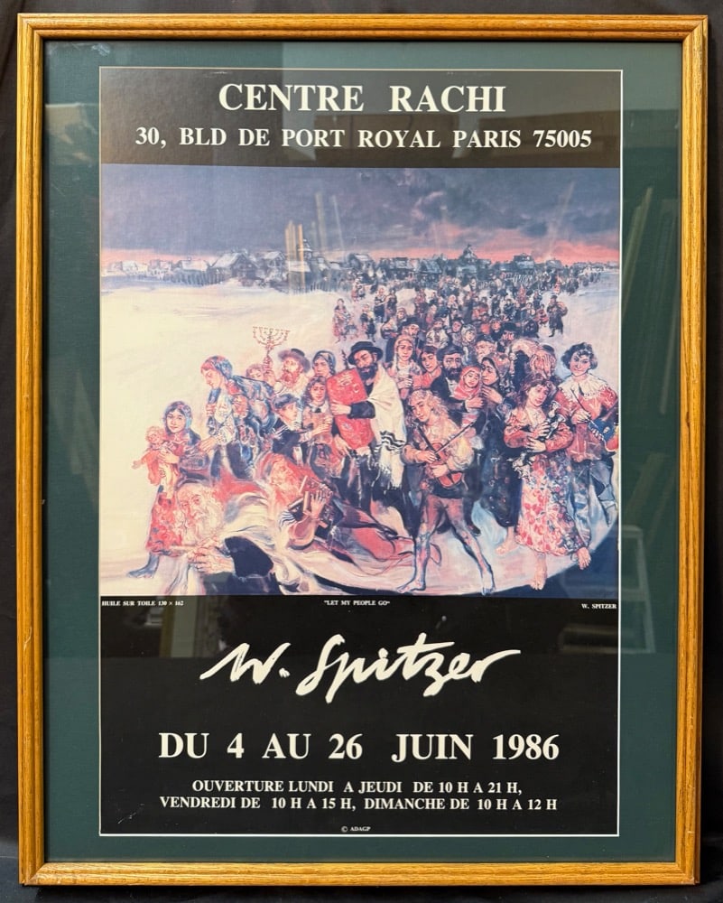 ORIGINAL WALTER SPITZER (1927-2021) ART EXPOSITION POSTER, 24.5IN x 31IN (62cm x 79cm): Original 1986 exhibition poster reproducing Let My People Go, a major oil painting by Walter Spitzer, issued for his solo exhibition at Centre Rachi, 30 Boulevard de Port-Royal, Paris (75005