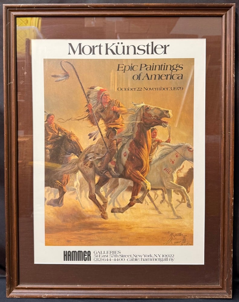 HAND SIGNED MORT K?NSTLER 1979 HAMMER GALLERIES EXHIBITION POSTER, BRAVE WARRIOR, WESTERN AMERICANA, (1 of 7)
