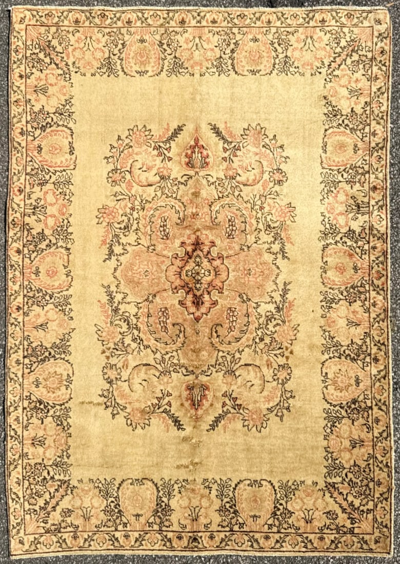 VINTAGE OUSHAK HAND KNOTTED RUG, 4.5 x 6.4 (135cm x 193cm) (1 of 4)