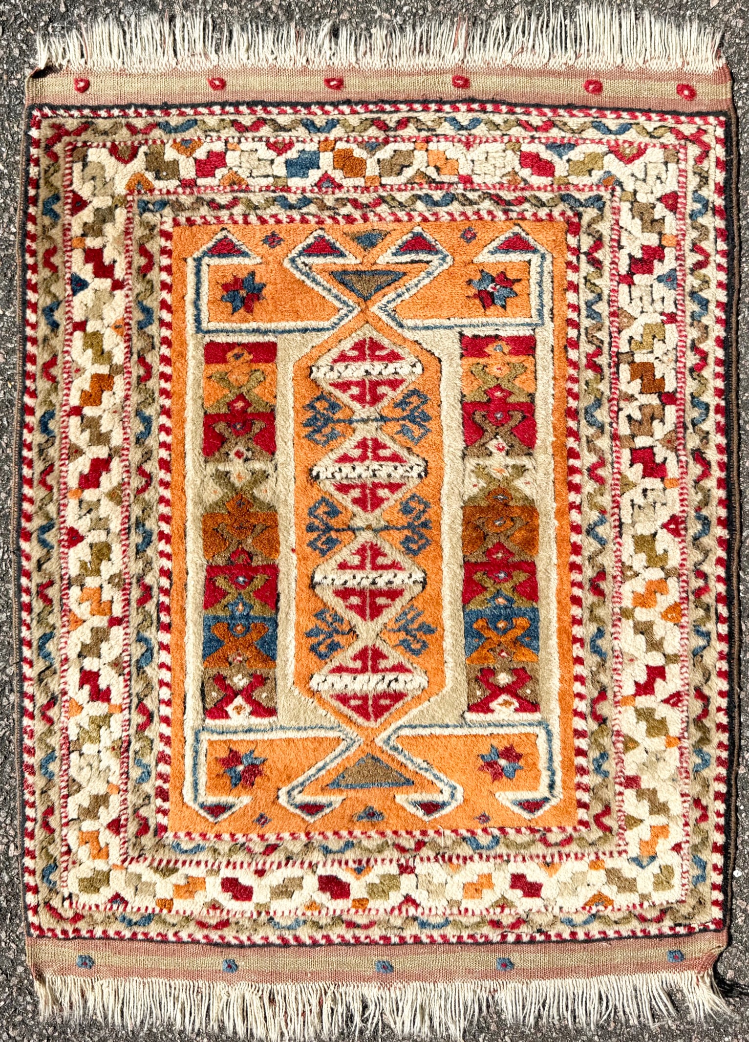 CAUCASIAN KAZAK HAND KNOTTED RUG, 2.9 x 3.1 (84cm x 94cm): This hand-knotted Caucasian Kazak rug was made in Turkey and is exactly the kind of piece designers hunt for when building a layered, collected interior with real presence. The first thing that hits i