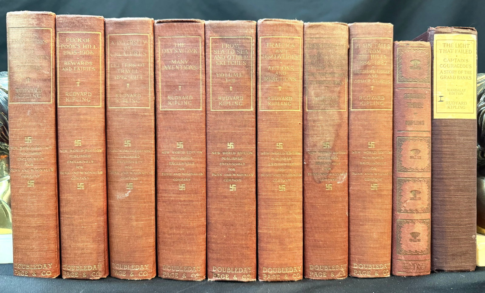 VINTAGE RUDYARD KIPLING NEW WORLD EDITION, 10 VOLUME LITERARY COLLECTION (1 of 8)
