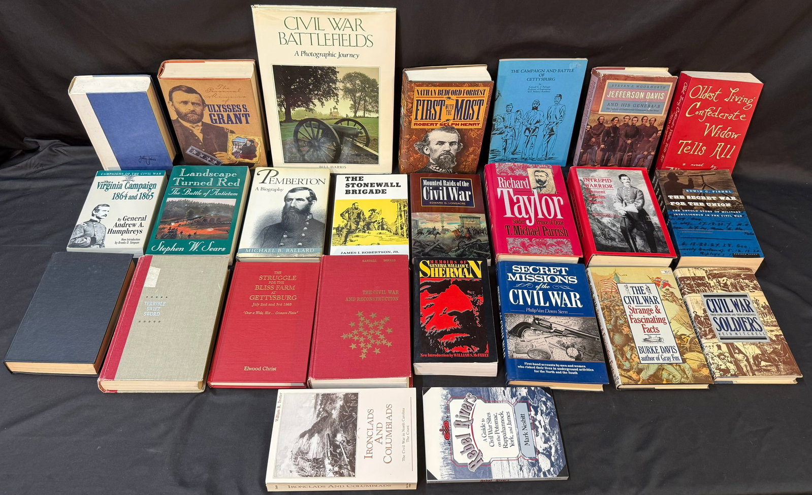 CIVIL WAR BOOK SET, 25 VOLUMES, SIGNED GETTYSBURG STUDY, GRANT, SHERMAN, ANTIETAM (1 of 5)