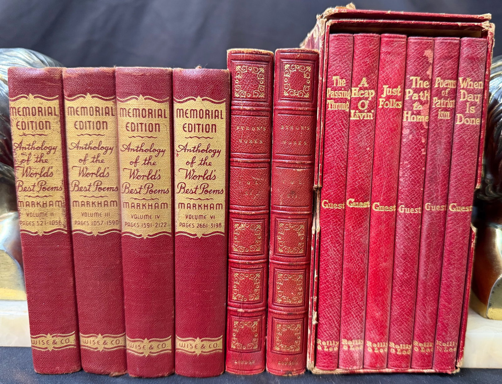 ANTIQUE TO VINTAGE POETRY COLLECTION, 12 VOLUMES, 1833-1948: 1833-1948. Three sets of poetry. Set 1: 1948. Anthology of the World’s Best Poems. New York. William H. Wise, Inc., Publisher. Complete in 6 volumes, volumes 1 and 5 are missing. All volumes are