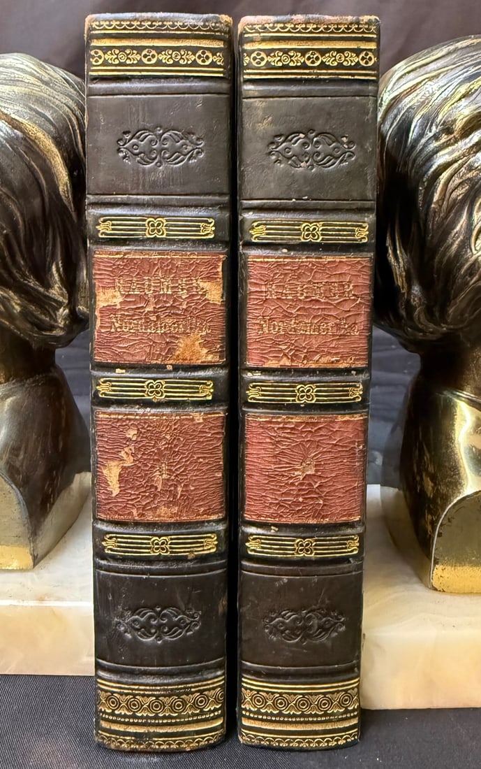 DIE VEREINIGTEN STAATEN VON NORDAMERIKA BY FRIEDRICH VON RAUMER, 2 VOLUMES, 1845: 1845. Leipzig, Germany. F.A. Brockhaus, Publisher. Complete in 2 volumes. All volumes are in Very Good+ to Very Good condition. Written entirely in German. All volumes are bound in half, brown leather