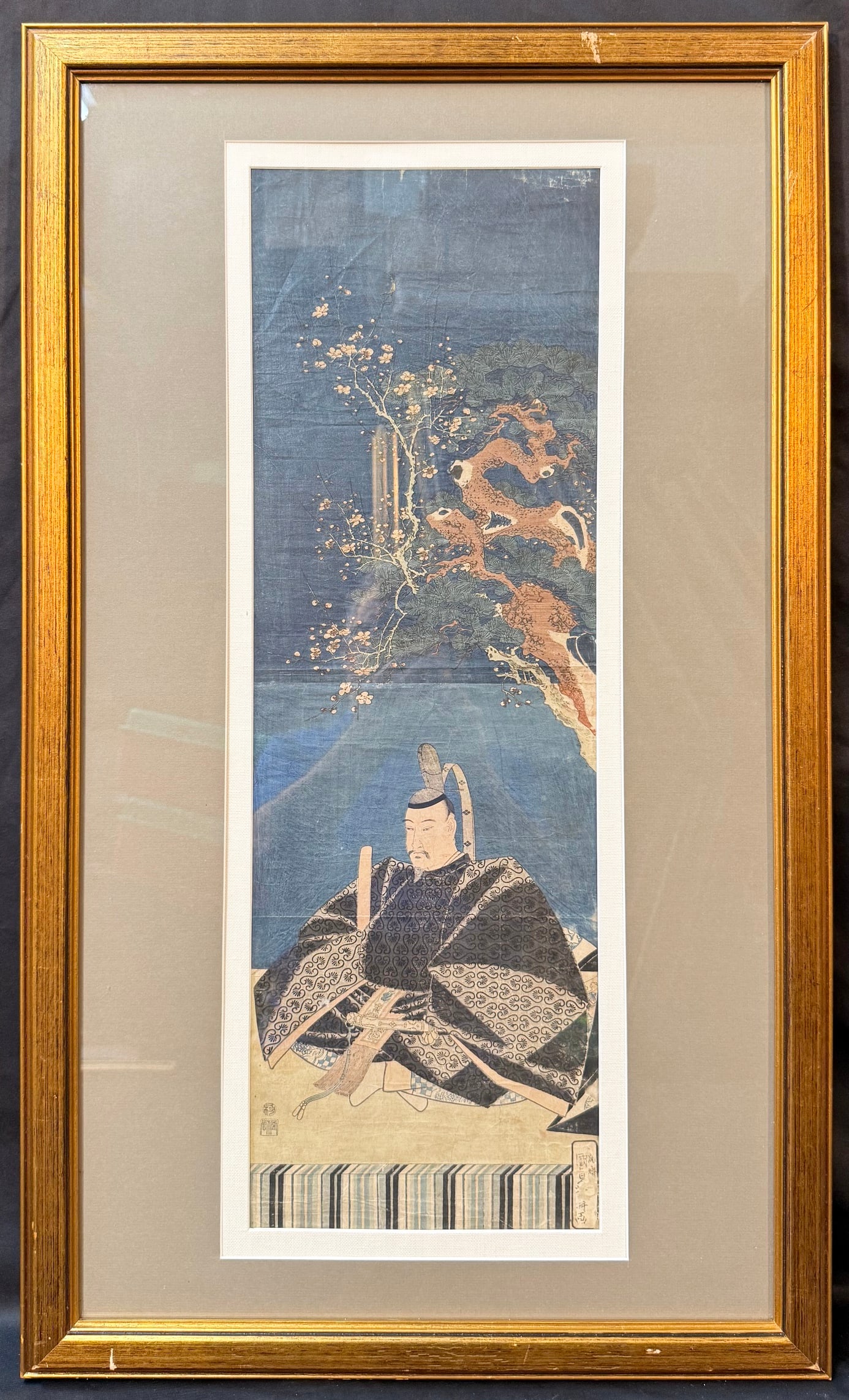 RARE EDO PERIOD UTAGAWA KUNISADA (TOYOKUNI III) VERTICAL DIPTYCH WOODBLOCK OF MINAMOTO NO YORITOMO, (1 of 13)