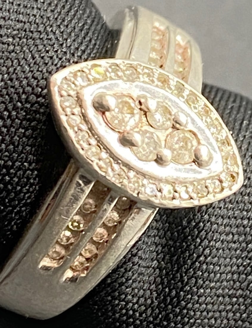 STERLING AND DIAMOND RING - 2