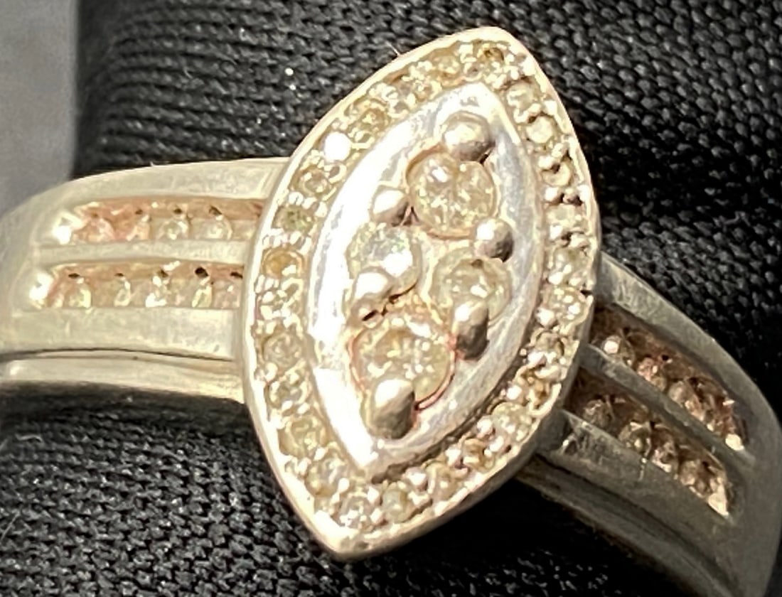 STERLING AND DIAMOND RING - 4