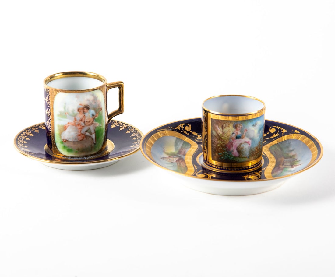 A Lot of Two Demitasse Cups and Saucers, Late 19th Century (1 of 4)