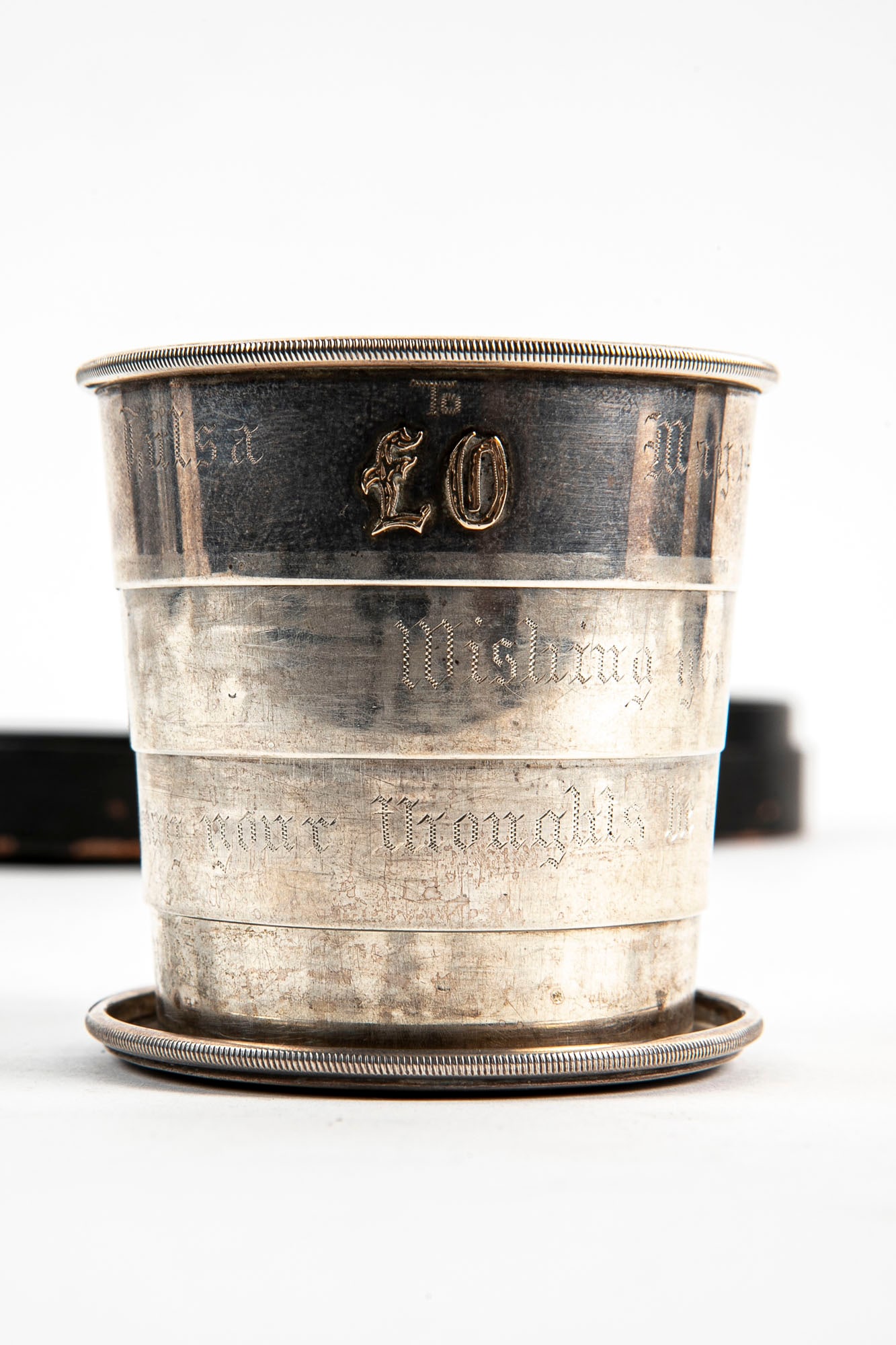 Folding American travel cup, made of sterling silver, hallmarked, manufactured by Gorham (Gorham, (1 of 8)