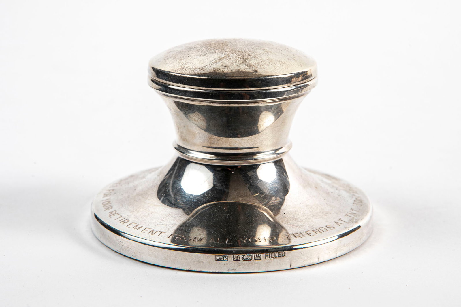 English desk inkstand, made of sterling silver, manufactured by Arthur J.Poole (active in (1 of 10)
