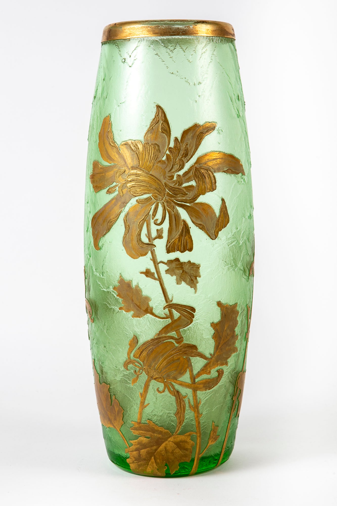 An antique French Art Nouveau glass vase, circa 1900, made by 'Montjoye', decorated with a cameo (1 of 5)
