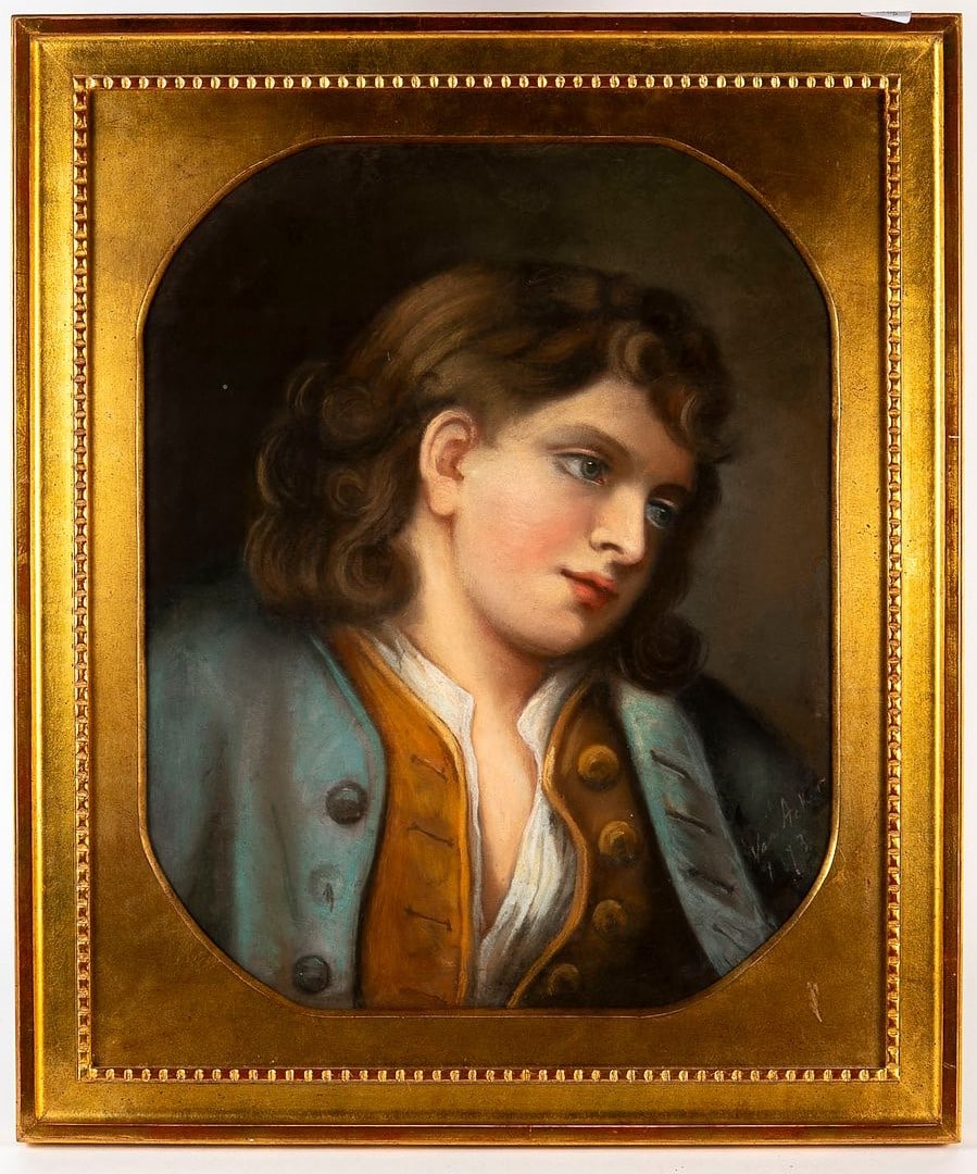 Head of a Child - an antique European painting, according to the famous painting by Jean Baptiste (1 of 4)