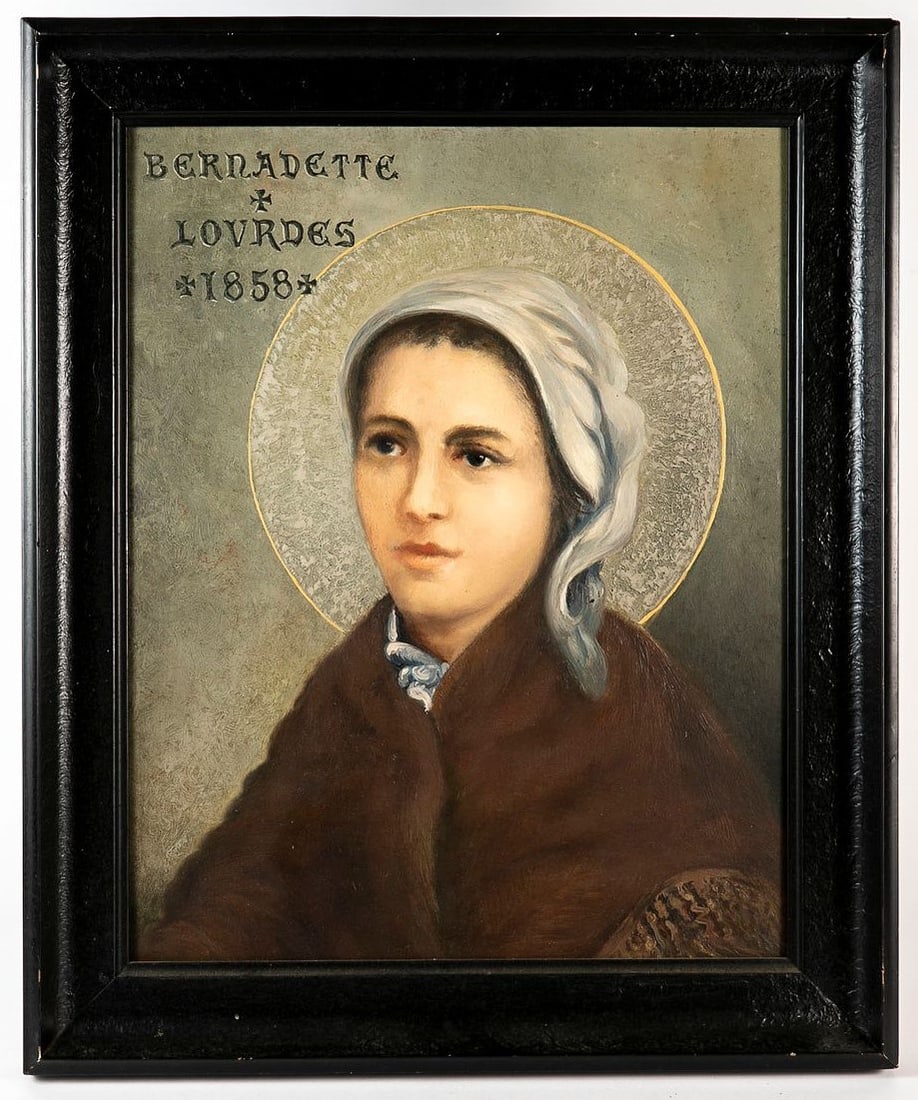 Portrait of Saint Bernadette of the Lord (Bernadette Lourdes), oil on panel, bearing 1858 date, (1 of 4)