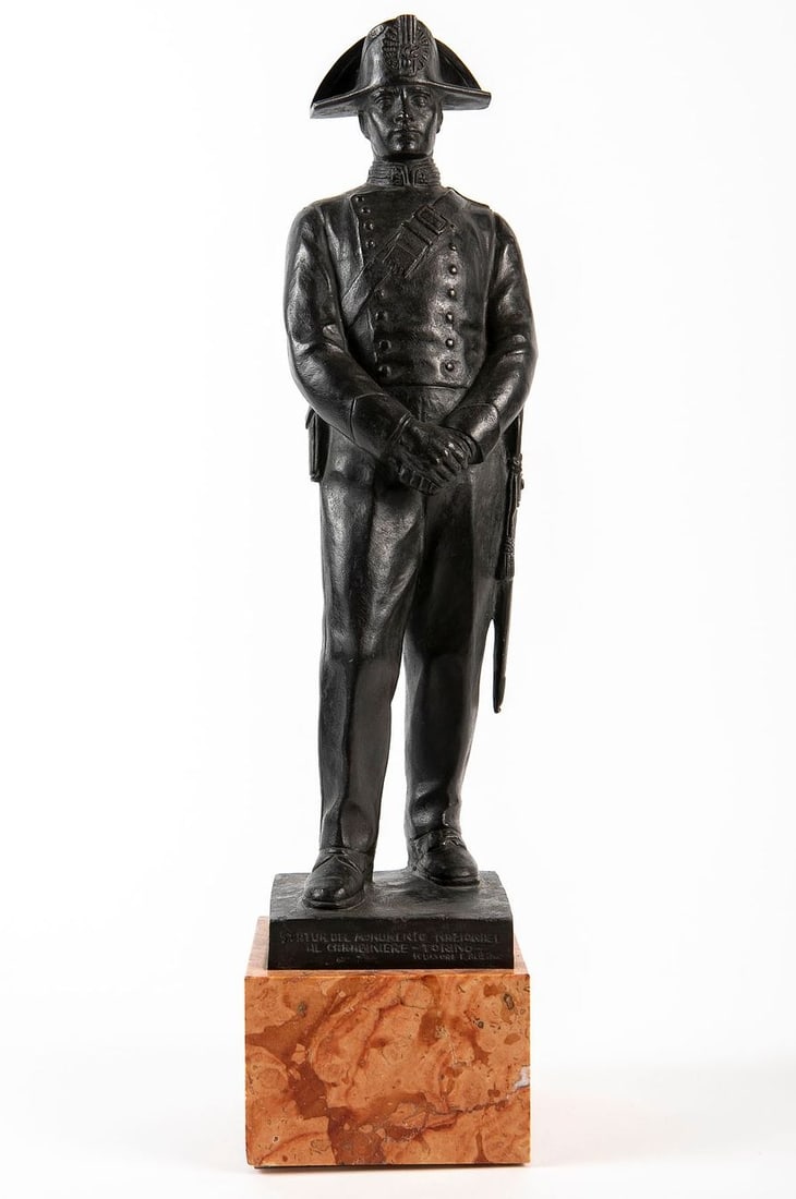 Antique bronze statue of an Italian officer in the civil-military police force, based on a model by (1 of 7)