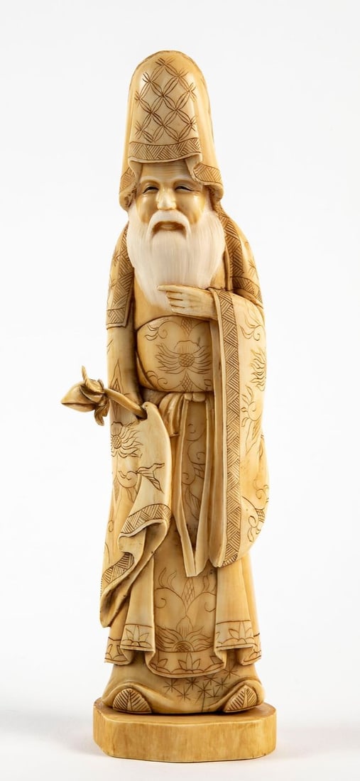 Antique 19th century Japanese okimono, made of natural material, hand carved, signed, Height: 25.5 (1 of 6)