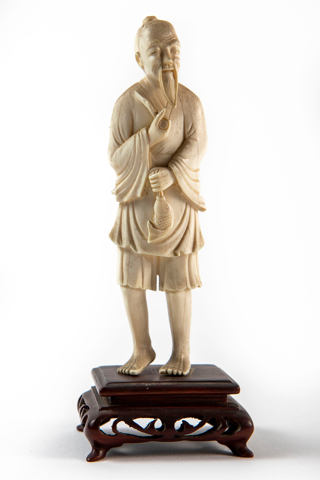antique Chinese statue, made of natural material, hand-carved, wooden base, Height: 16 cm, base: antique Chinese statue, made of natural material, hand-carved, wooden base, Height: 16 cm, base width: 6 cm,