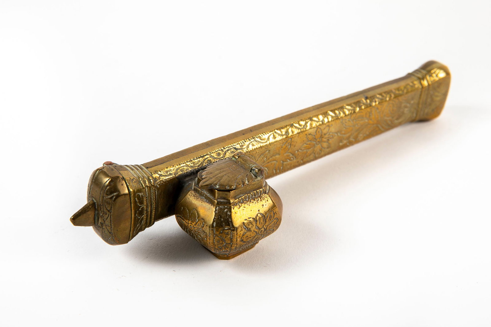 antique Islamic Divit, made of brass, decorated, Length: 19 cm, (1 of 5)