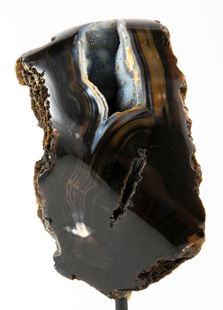 Natural agate stone, Brazil, comes on a custom stand, Total weight: 875 grams, total height: 16.5 (1 of 6)