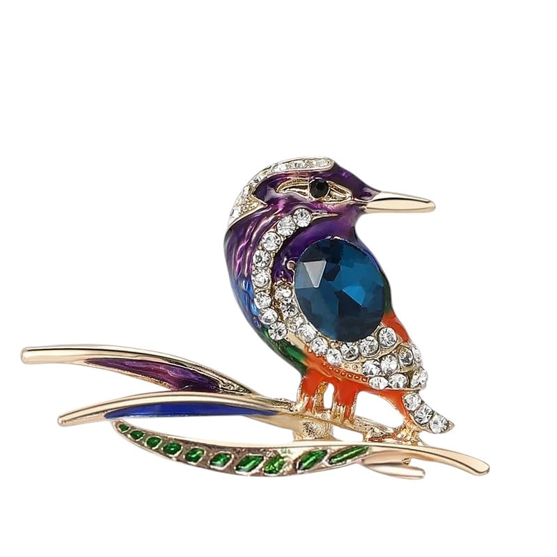 Vintage BIRD Rhinestones brooch zircon stone 5X3 CM (1 of 2)