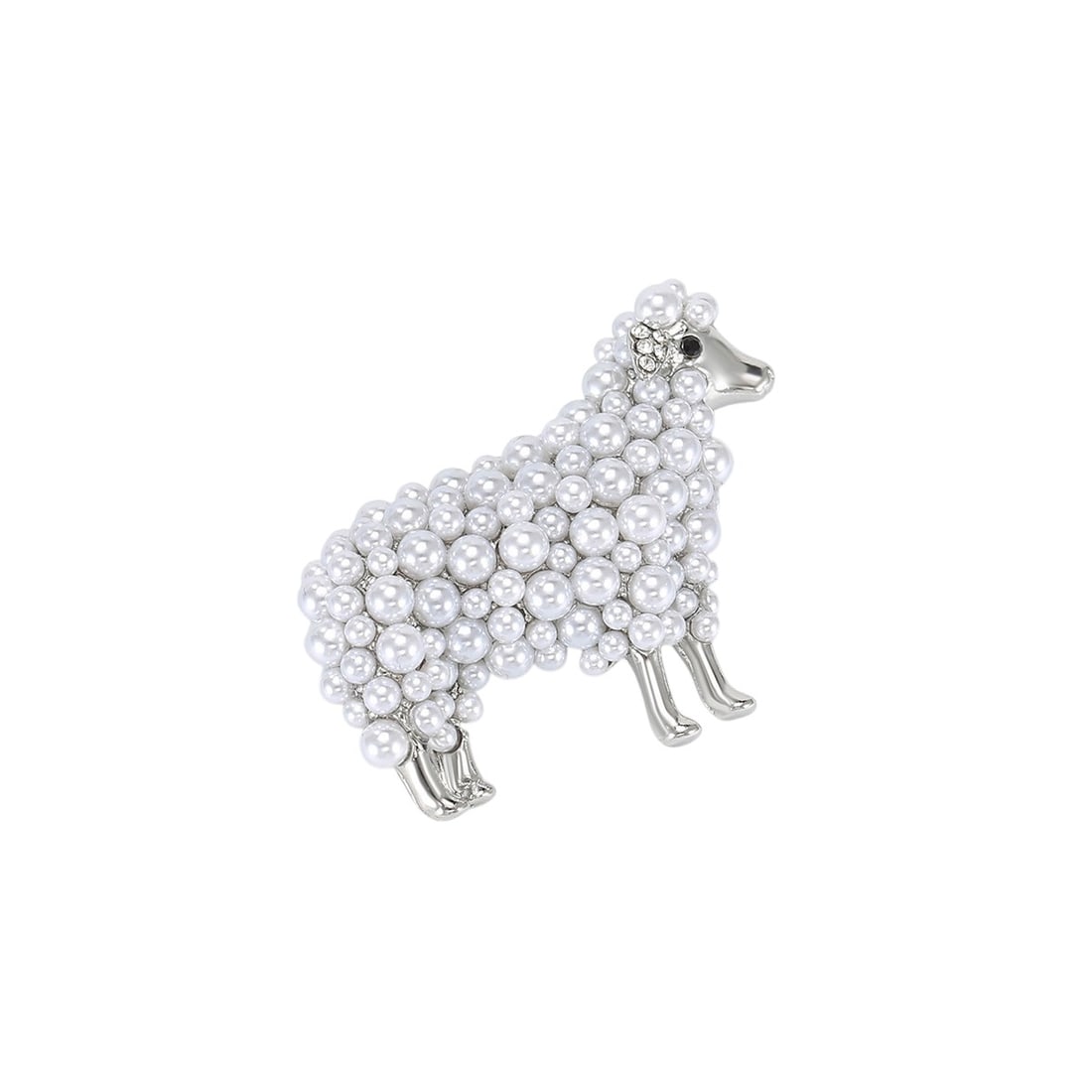 Vintage SILVER pearl sheep Rhinestones brooch zircon stone 5X4 CM (1 of 2)