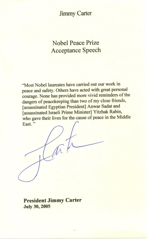 Jimmy Carter Letter Signed UACC PADA