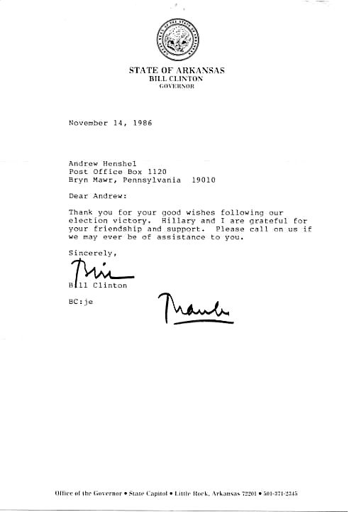 Bill Clinton Letter Signed UACC PADA