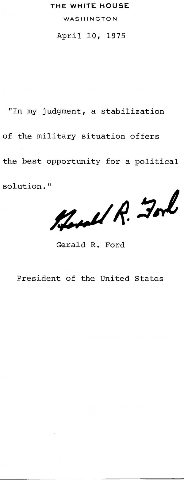 Gerald Ford Document Signed UACC PADA